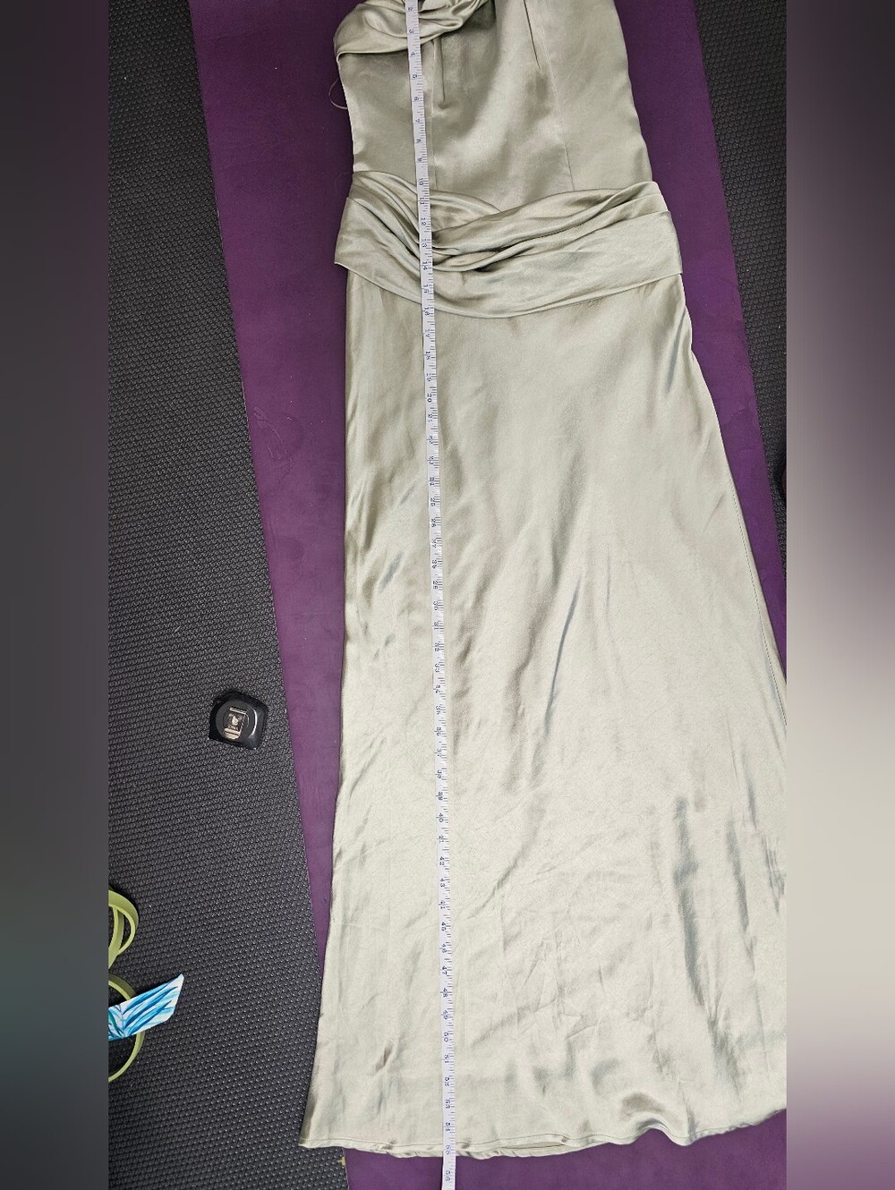 New Meshki Jasmine Strapless Satin Maxi Dress - Sage Size S $255 - Picture 14 of 14